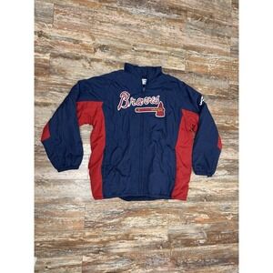 Mens Atlanta Braves Majestic Full Zip Fleece Lined Jacket Size 4XT 4 XL Tall MLB